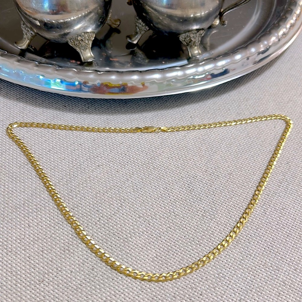 925 Cuban solid Sterling silver necklace with 14 gold overlay made in Italy